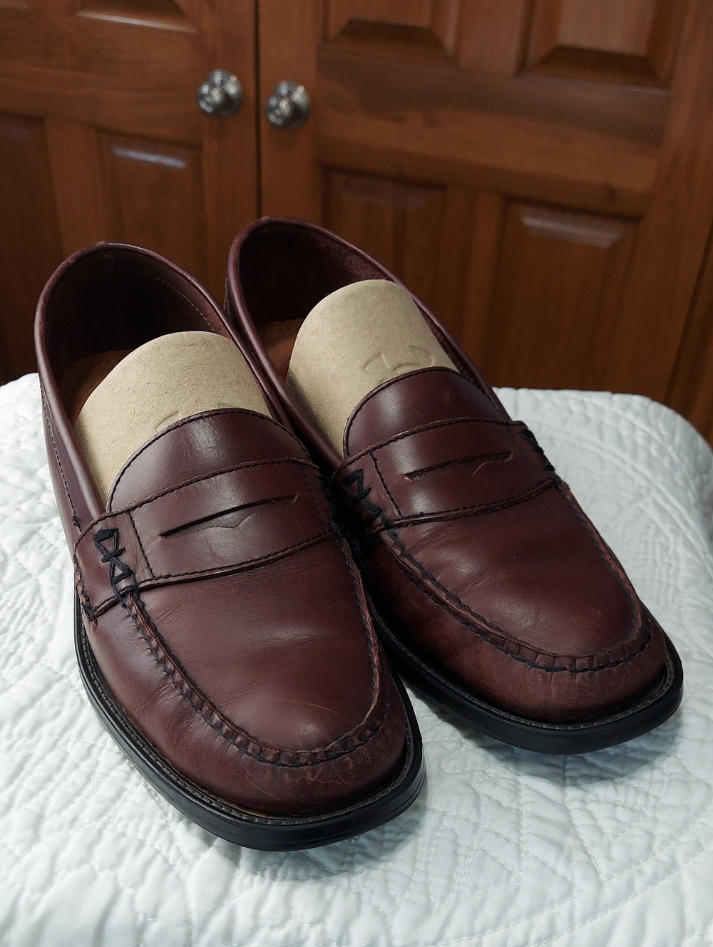 Bass Women's Leather Penny Loafers in Dark Burgundy, Size 9, Katherine Style